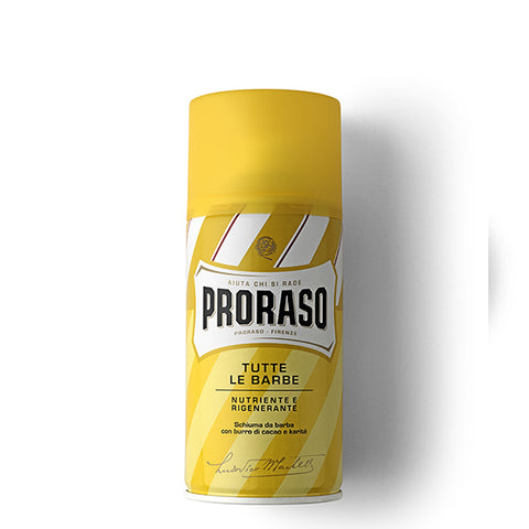 PRORASO - SCHIUMA BARBA CON BURRO DI CACAO E KARITE' 400ML (X PELLI SECCHE )